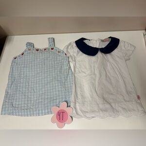 Blue Gingham and White Blouse Set